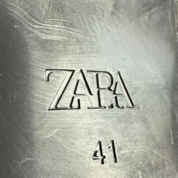 NEW Zara Black Croc Leather Buckle Pointed Toe Heeled Ankle Boots Size 41/US 10 - Picture 7 of 9